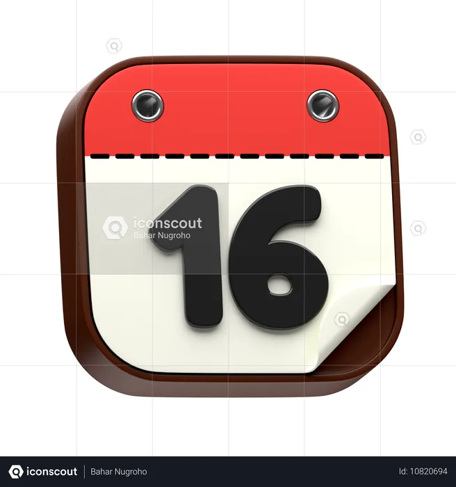 Date du calendrier 16  3D Icon