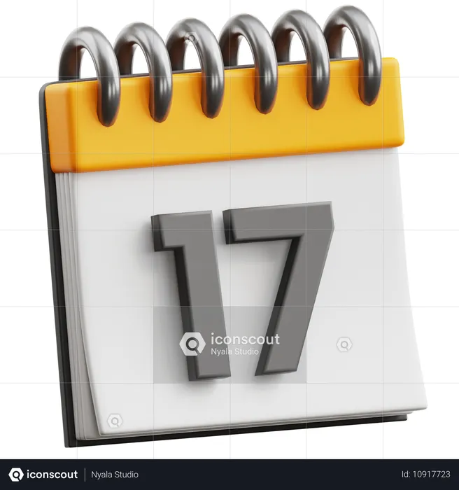 Date du calendrier 17  3D Icon