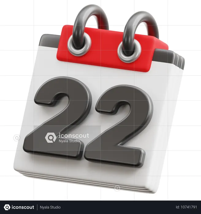 Date du calendrier 22  3D Icon