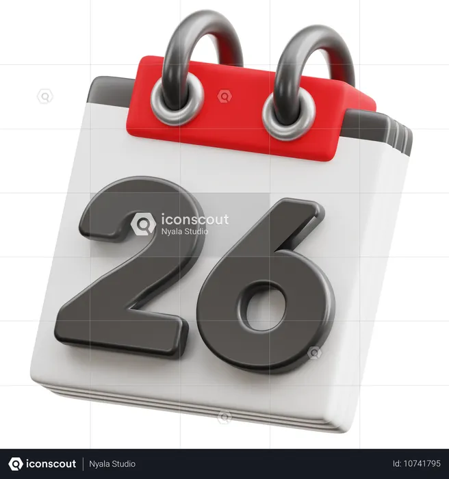 Date du calendrier 26  3D Icon