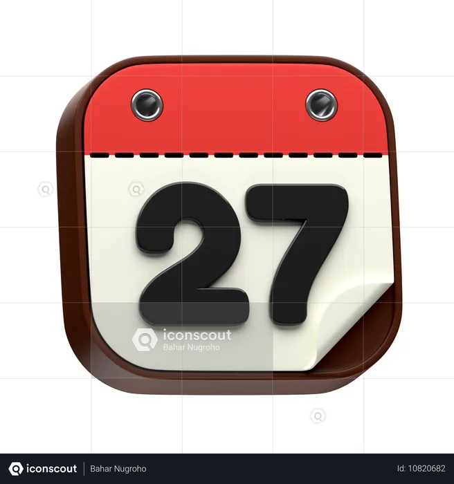 Date du calendrier 27  3D Icon