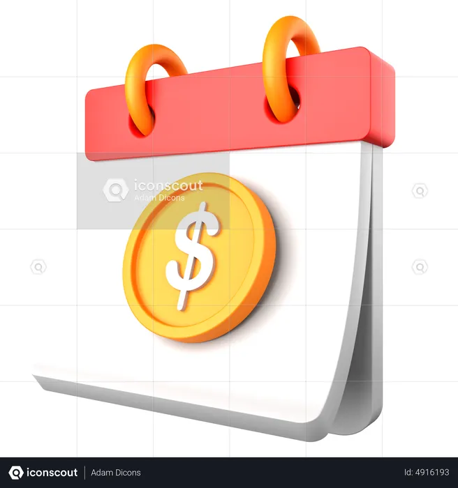 Calendrier de paiement en dollars  3D Icon