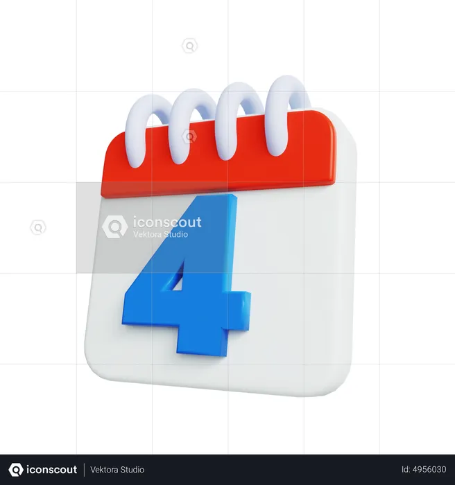 Calendrier du 4 juillet  3D Icon