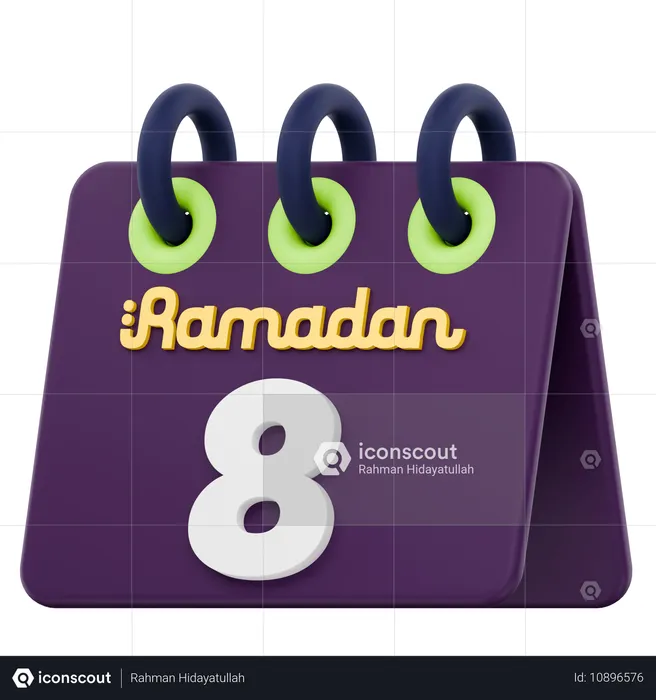 Calendrier du huitième jour du Ramadan Célébration du Ramadan  3D Icon