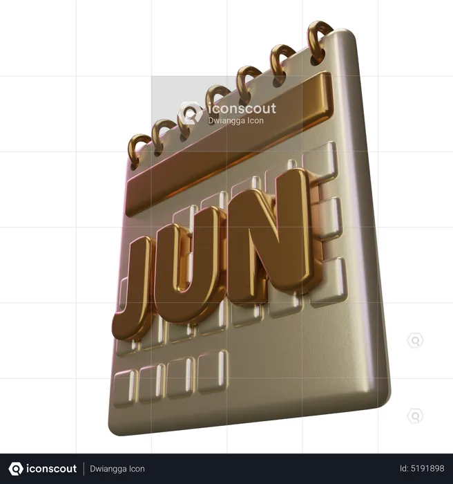 Calendrier du mois de juin  3D Icon