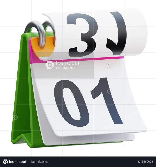 Calendrier du nouvel an  3D Icon