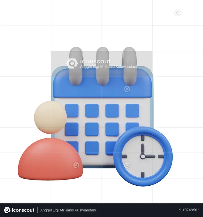 Calendrier et horloge  3D Icon