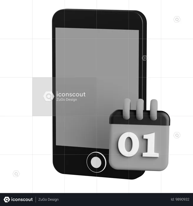 Calendrier de téléphone portable  3D Icon