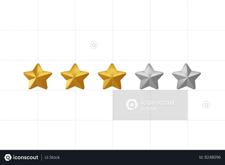 Calificación de 3 estrellas  3D Icon