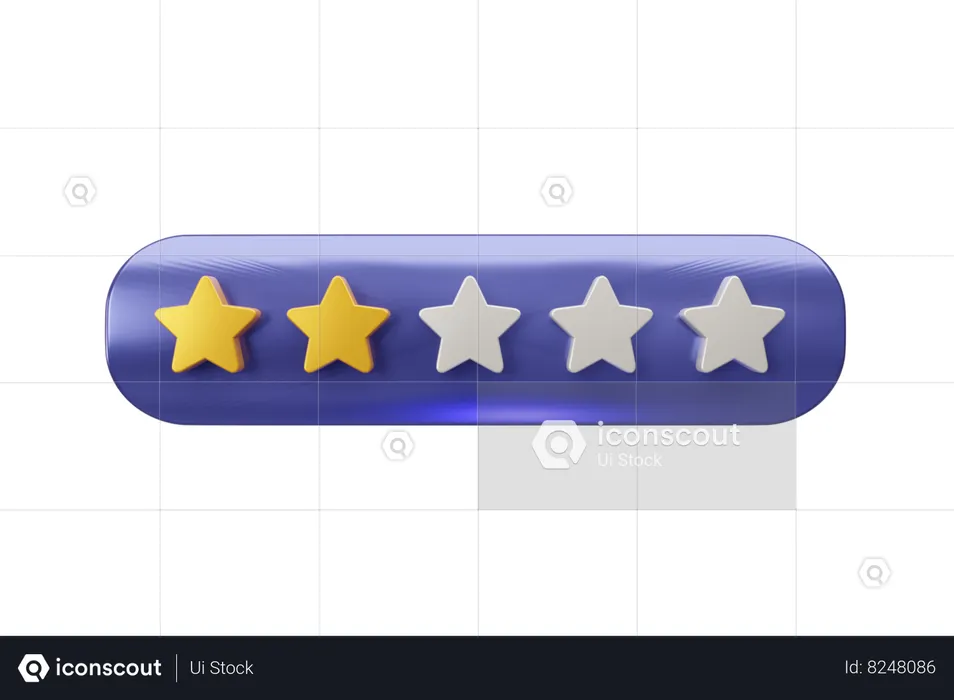 Calificación de 2 estrellas  3D Icon