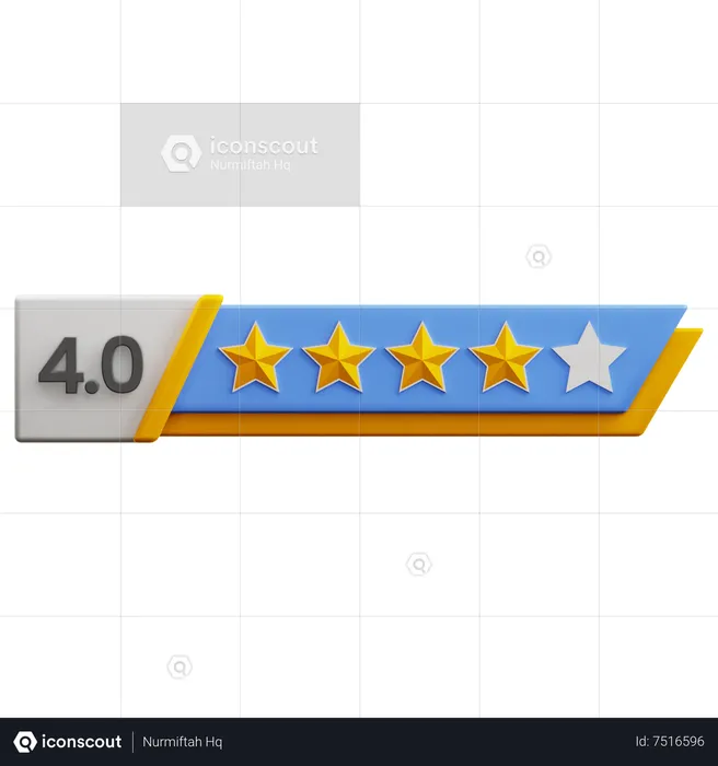 Calificación de cuatro de cinco estrellas  3D Icon