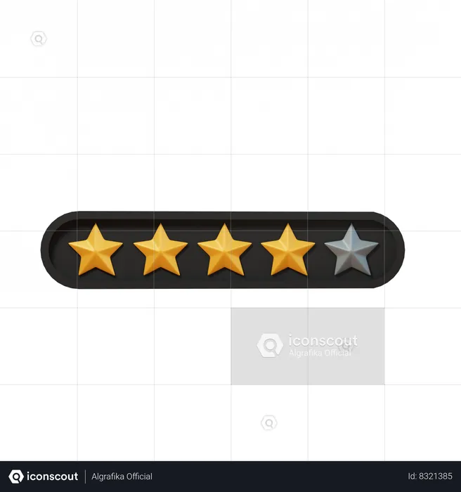 Calificación de cuatro estrellas  3D Icon