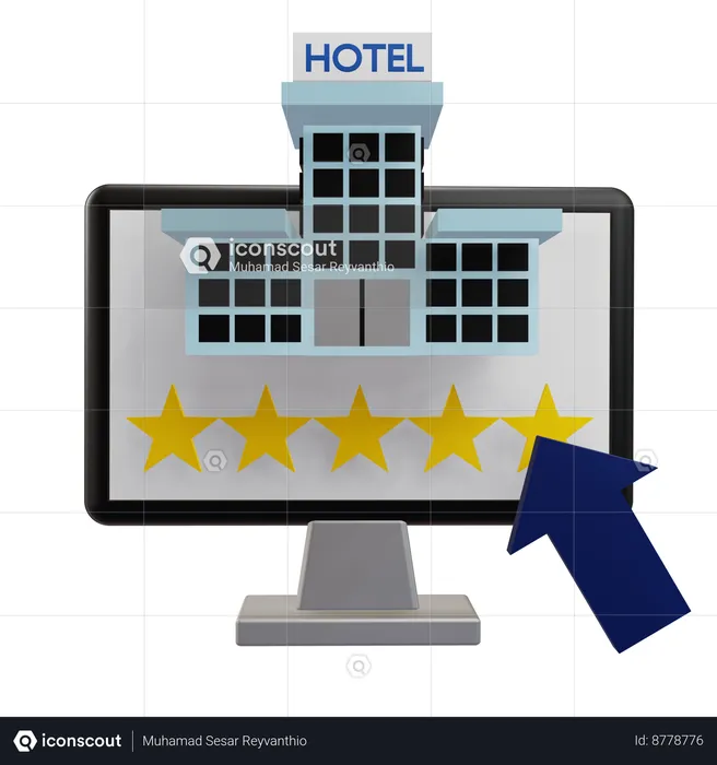 Calificación de hoteles en línea  3D Icon