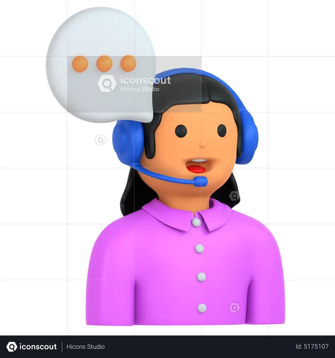 Call Center Female  3D Icon