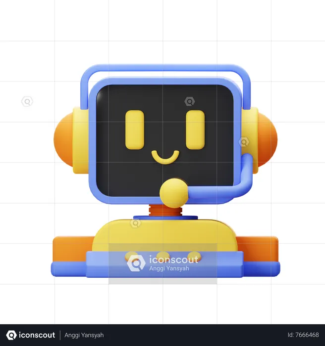 Call Center Robot Doing Smile  3D Illustration