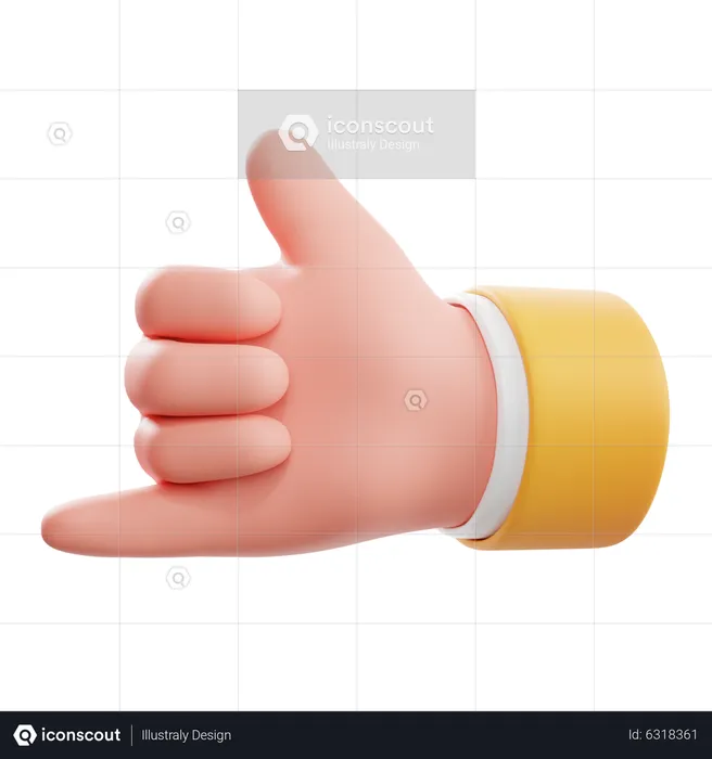Call Me Up Hand Gesture  3D Icon