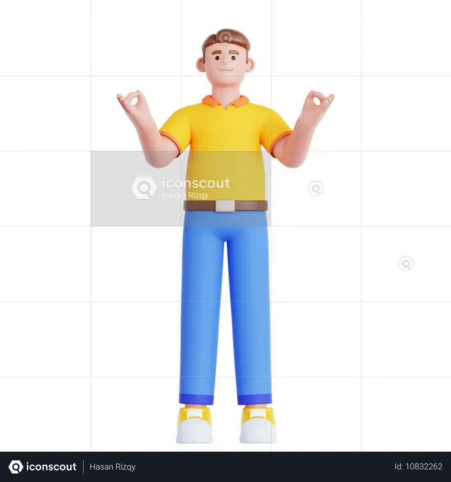 차분한 남자가 휴식을 취하다  3D Icon