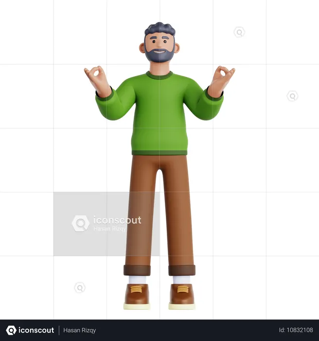 Calm Man Relaxing  3D Icon