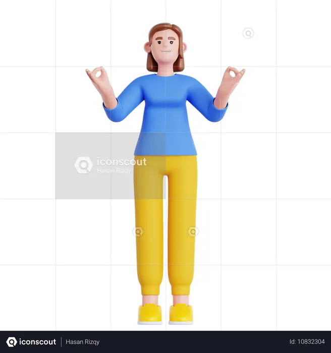 차분한 여성이 휴식을 취하다  3D Icon