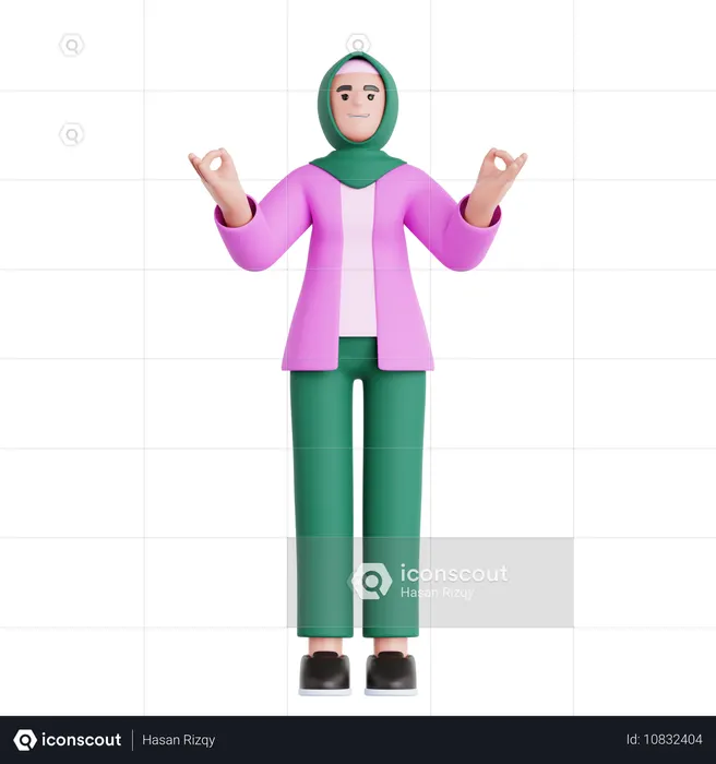 차분한 여성이 휴식을 취하다  3D Icon