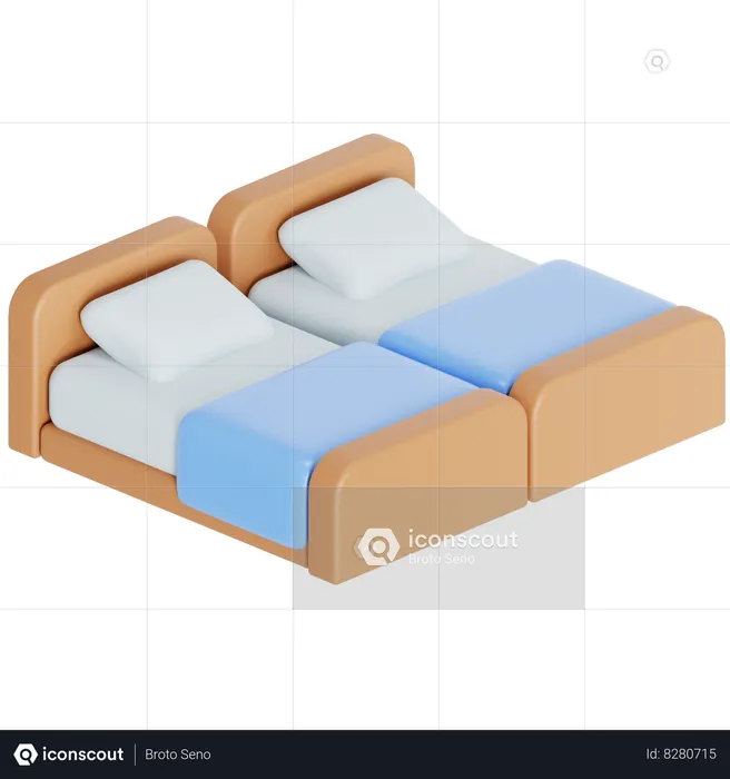 Cama de solteiro  3D Icon