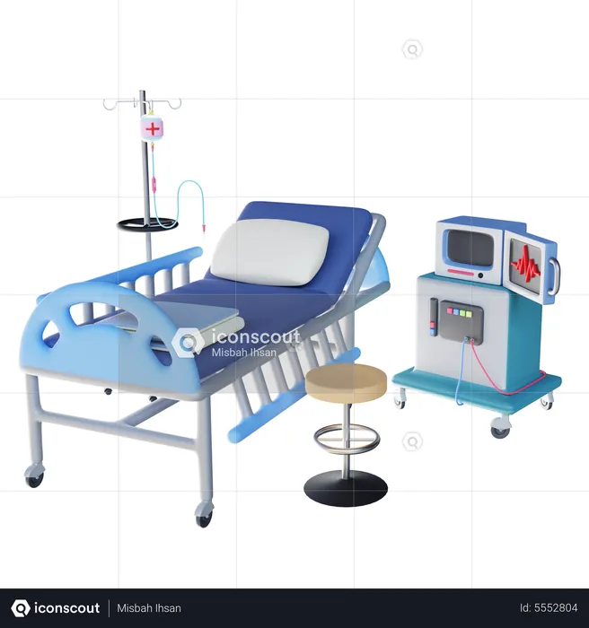 Cama hospitalar  3D Illustration