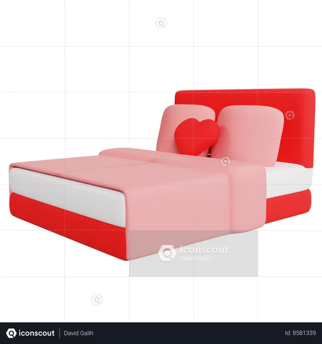 Cama Romântica dos Namorados  3D Icon