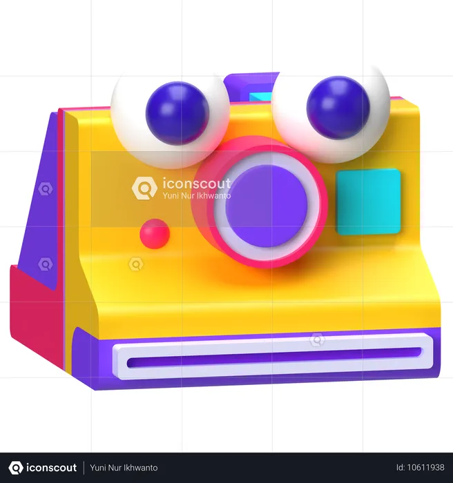 Cámara instantánea retro con ojo  3D Icon