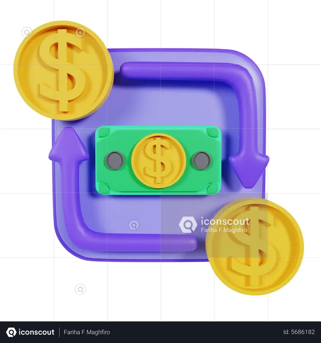 Cambio de dinero  3D Icon