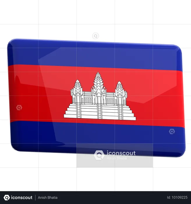 Cambodge Flag 3D Icon