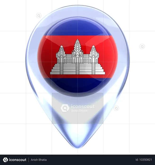 Cambodge Flag 3D Icon