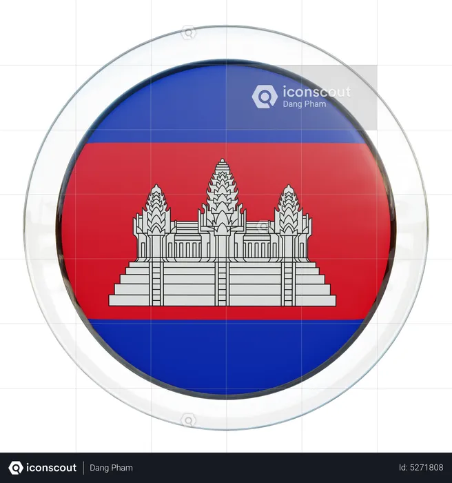 Drapeau rond du Cambodge Flag 3D Icon