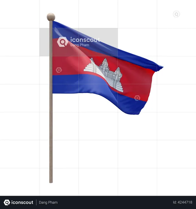 Cambodia Flagpole Flag 3D Flag