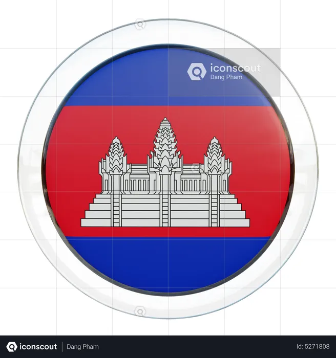 Cambodia Round Flag Flag 3D Icon
