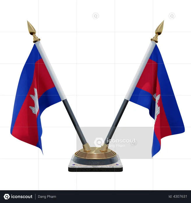 Soporte de bandera de escritorio doble camboya Flag 3D Flag