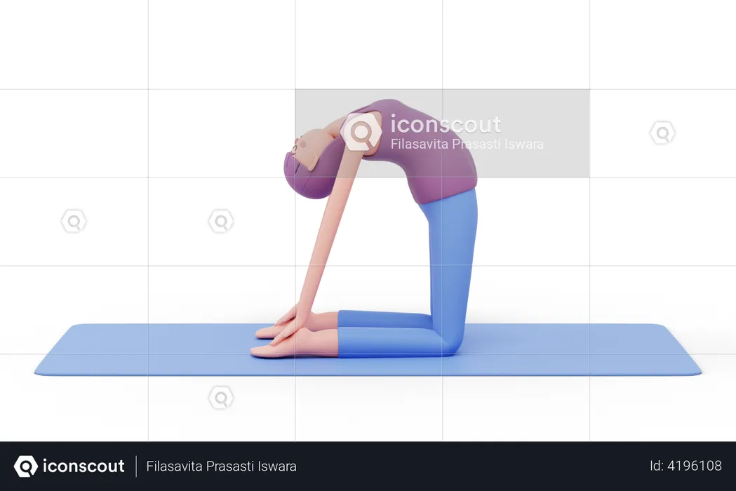Camel Yoga Pose  3D Illustration