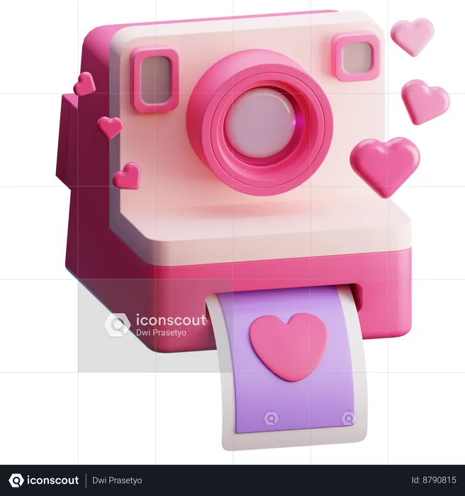 Câmera polaroid amor  3D Icon