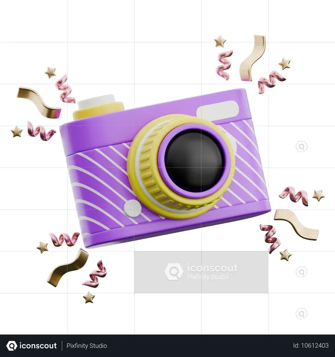 Camera With Party Elements  3D Icon