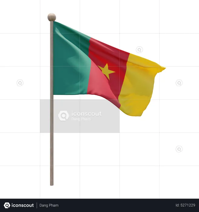 Cameroon Flagpole Flag 3D Icon