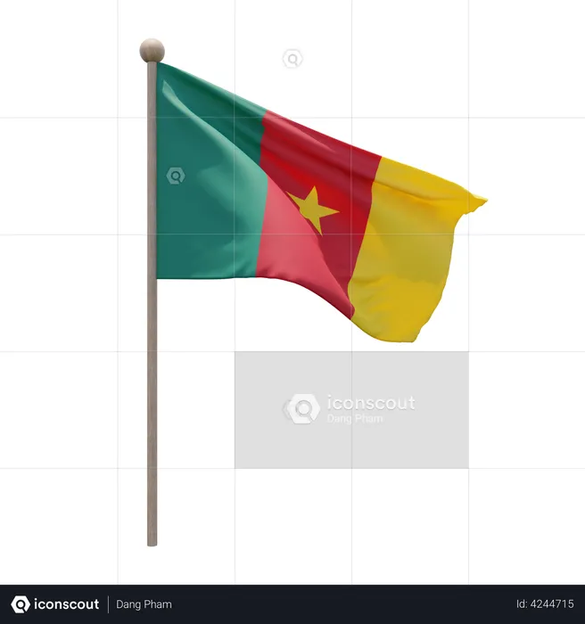Cameroon Flagpole Flag 3D Illustration