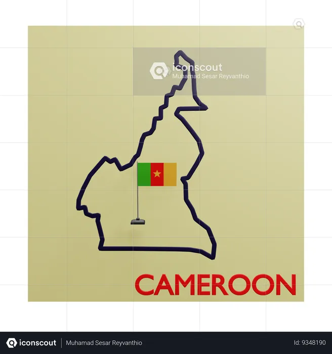 Cameroon map Flag 3D Icon