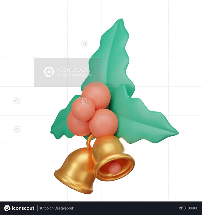 Campana de muérdago de navidad  3D Icon