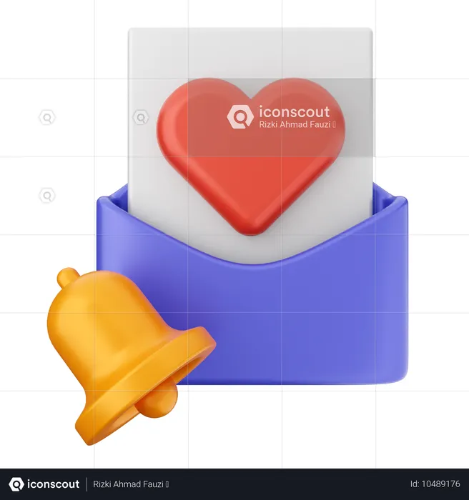 Campana de notificación de correo de amor  3D Icon