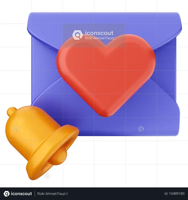 Campana de notificación de correo de amor  3D Icon