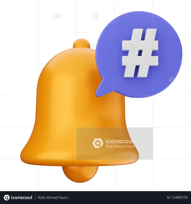 Campana de notificación de hashtag  3D Icon