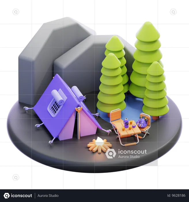 Site de camp  3D Icon