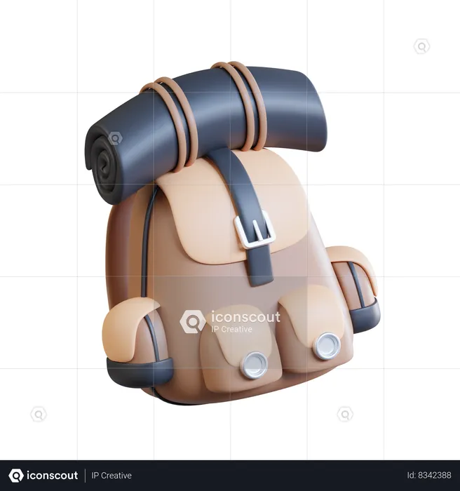 Camping Backpack  3D Icon