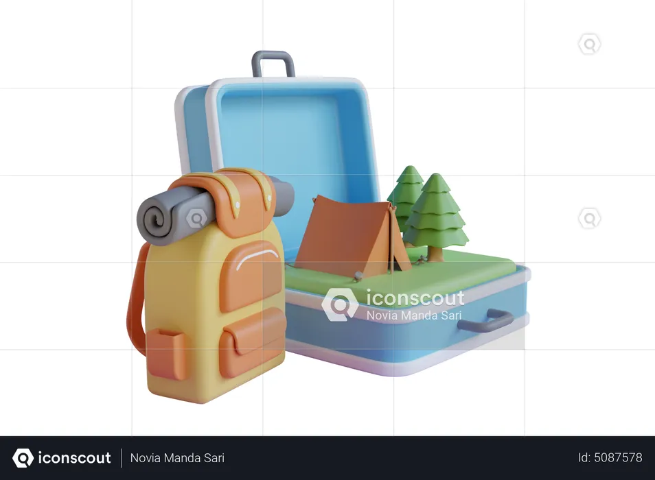 Camping equipments  3D Illustration