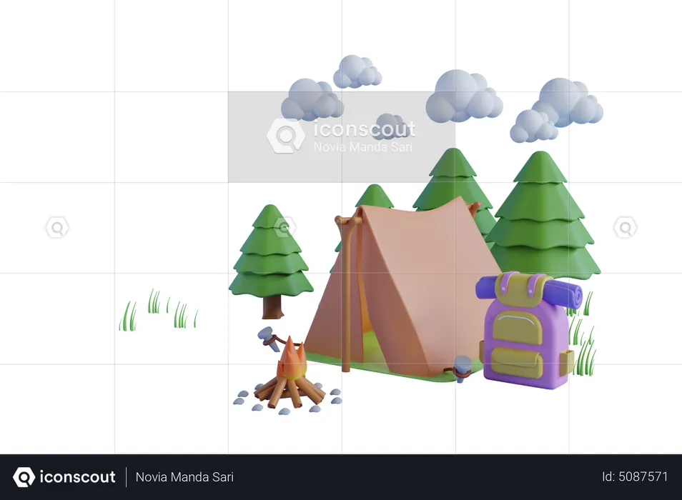 Camping site  3D Illustration