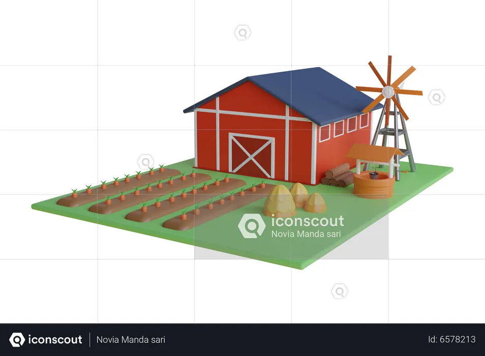 Campo de cultivo  3D Illustration